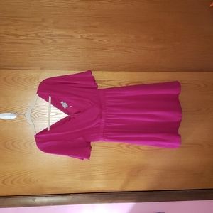Crossover V Neck Dress with Flutter Sleeves From ASOS. NWT. Pink/Purple. Swishy.